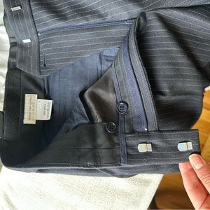 Dries Van Noten 100% Wool Pants Size 38 Navy Blie Pinstripe